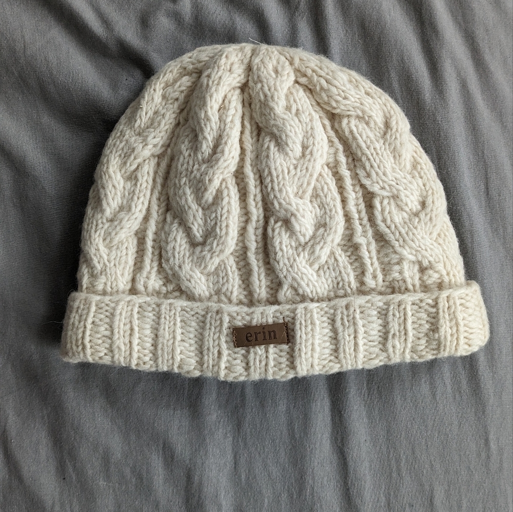 Cream Cable Knit Beanie - Women’s Winter Hat